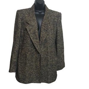 V.P. Collections Vintage Blazer Brown Multi Hand Woven Silk Tweed Size Medium